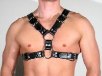 R&amp;Co Y-Harness in Soft Leather Black Piping + Inlay