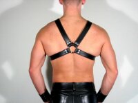 R&amp;Co Y-Harness in Soft Leather Black Piping + Inlay