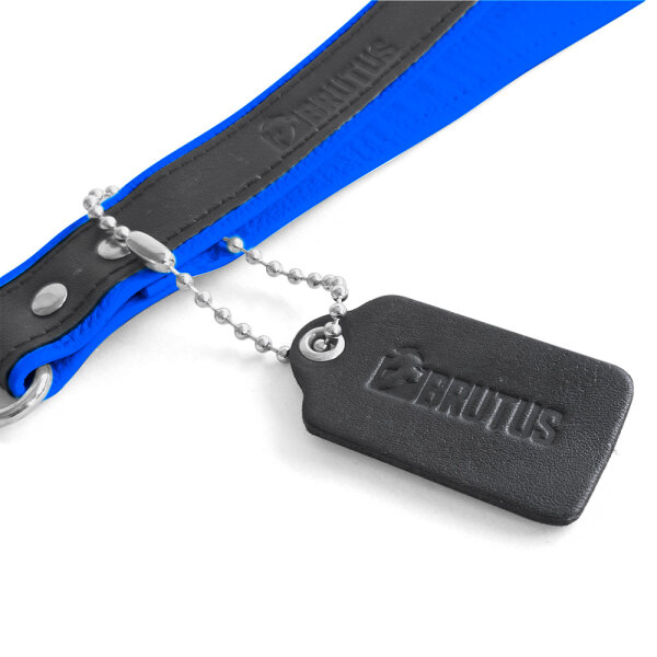 BRUTUS Short Leather Bondage Leash Blue