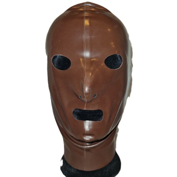 Rubber Mask Eyes, Nose&Mouth open, Zip back, Brown