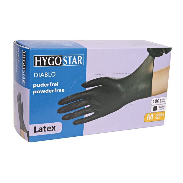 Hygostar Diabolo Latex Gloves Black 100 x