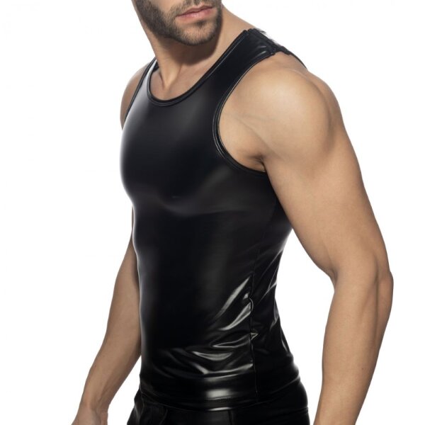 ADF215 Rub Shoulder Zip Tank Top Black