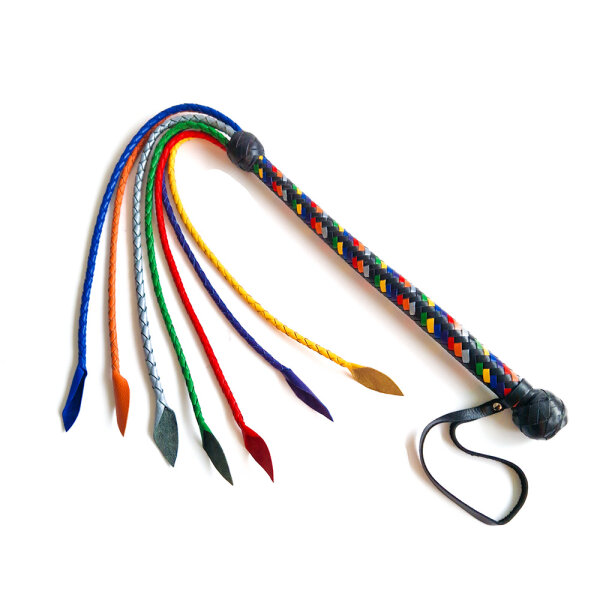 Black Label Gay Pride Leather Flogger