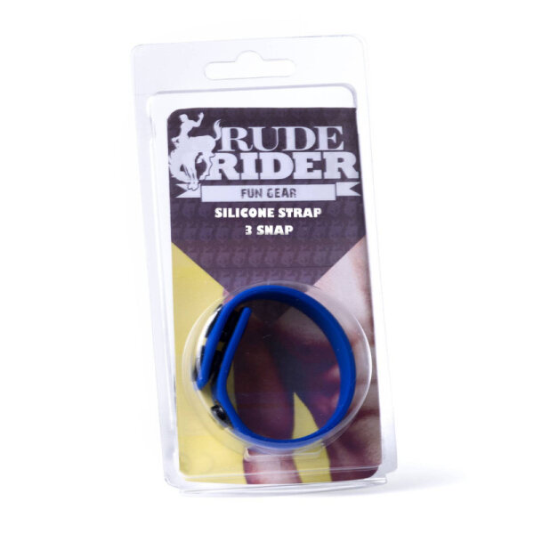 RudeRider Silicone Cock Strap w. Snap Blue