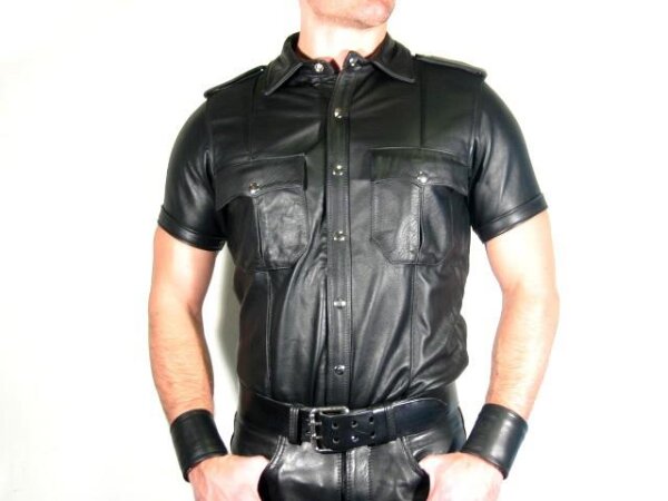 R&Co Short Sleeve Police Shirt Calf Leather S