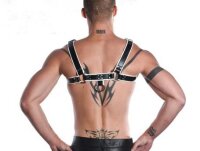 R&amp;Co H-Harness in Soft Leather Black + Piping White