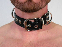 R&amp;Co Slave Collar with 4 D-Rings 3cm wide long Version