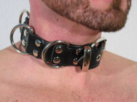 R&amp;Co Slave Collar with 4 D-Rings 3 cm wide short Version