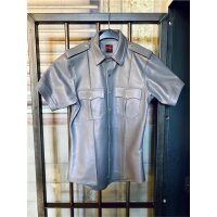 R&amp;Co Short Sleeve Police Shirt Jeans Leather Grey L