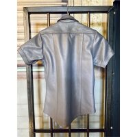 R&amp;Co Short Sleeve Police Shirt Jeans Leather Grey L